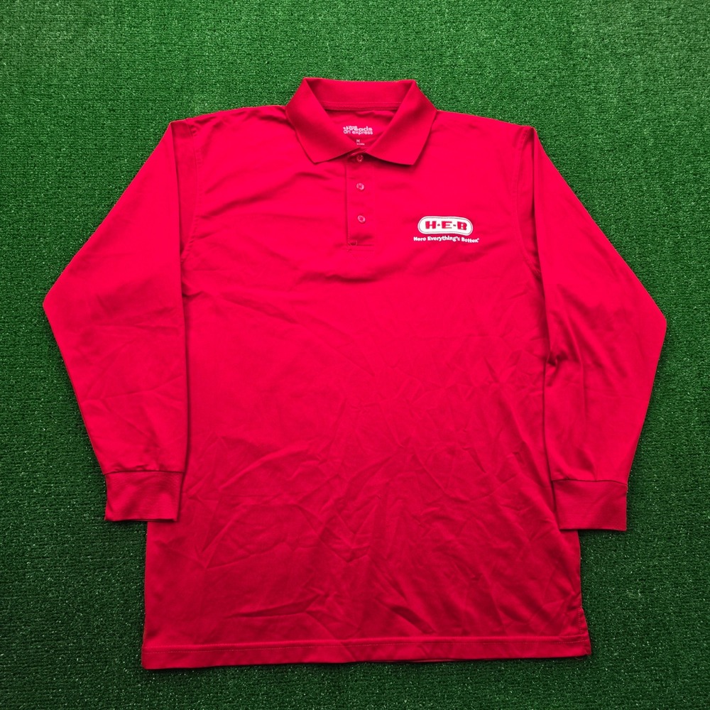HEB‎ Polo Shirt Mens Medium Long Sleeve Employee Uniform Work Wear